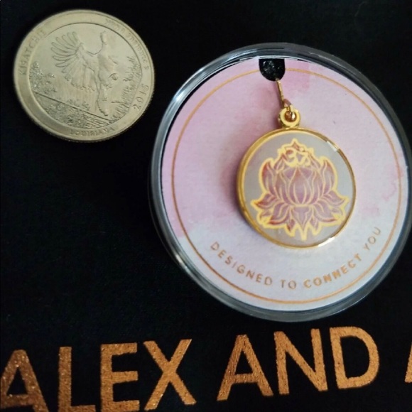 New Alex & Ani Pink & Gold Lotus Flower Charm for Bracelet or Necklace - Picture 3 of 7